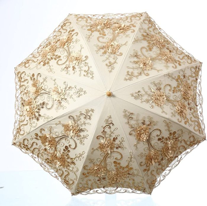 Custom Wedding Umbrellas Embroidered Lace Double-deck Anti-UV Parasol Sun/Rain/S - Image 2