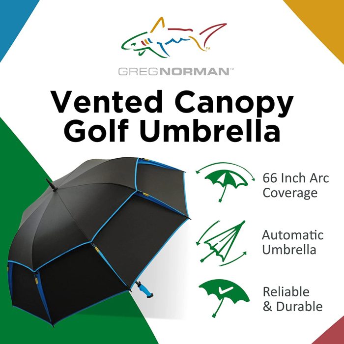 Custom umbrella Greg Norman 66 Inch Golf Umbrella  Automatic Compact  Fiber - Image 2