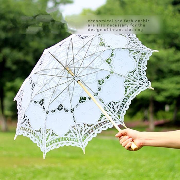 Custom Wedding Umbrellas Lace Umbrella  Silk Cloth Material Embroidery Bride Par - Image 4