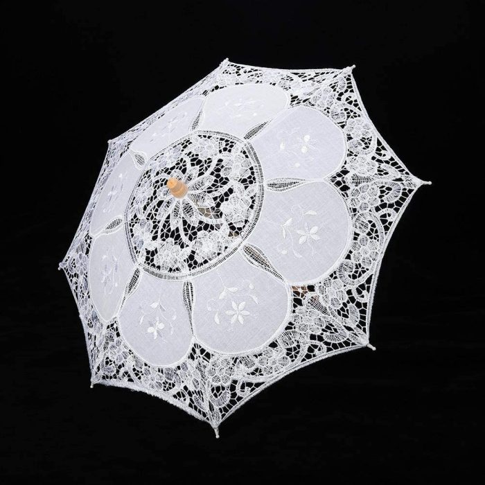 Custom Wedding Umbrellas Lace Umbrella  Silk Cloth Material Embroidery Bride Par - Image 6