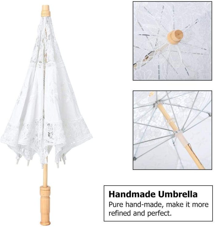 Custom Wedding Umbrellas Lace Umbrella  Silk Cloth Material Embroidery Bride Par - Image 7