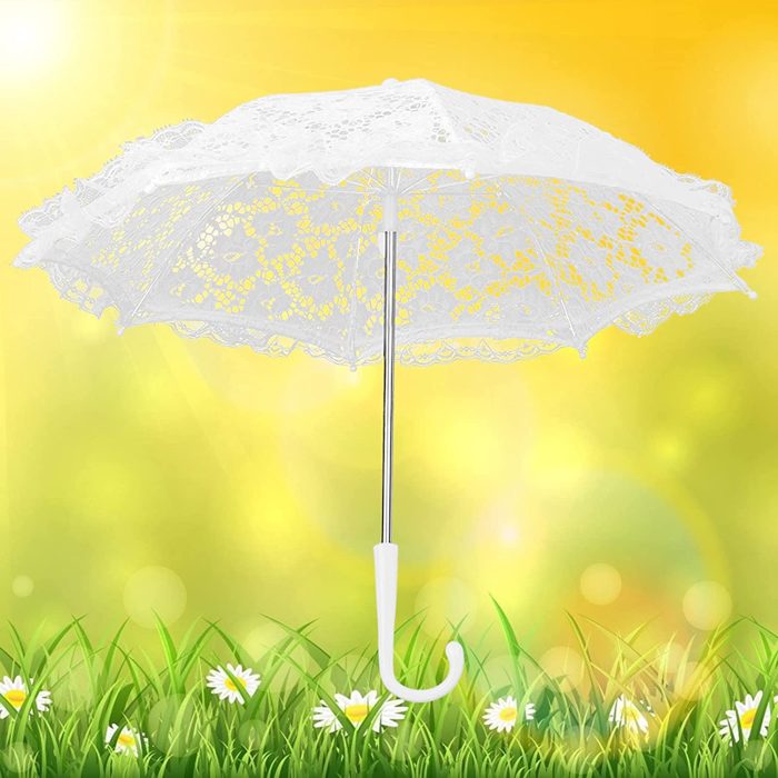 Custom Wedding Umbrellas Lace Umbrella  Wedding White Decoration Umbrella Vintag - Image 4