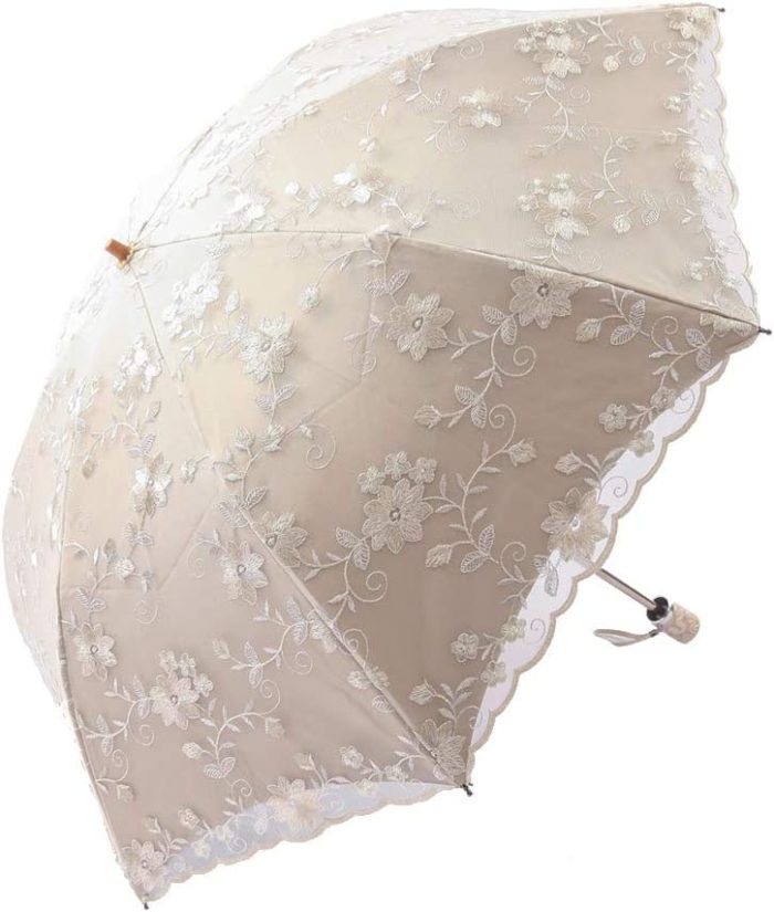 Custom Wedding Umbrellas Embroidery Lace Flower Princess Sun Rain Umbrella Decor