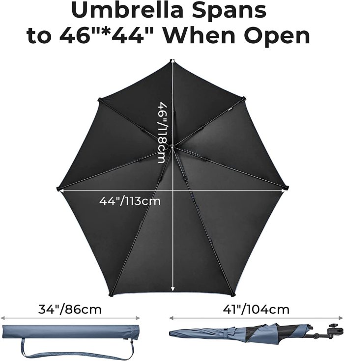 Custom umbrella UPF 50+ Adjustable Beach Umbrella XL with Universal Clamp f - Image 2