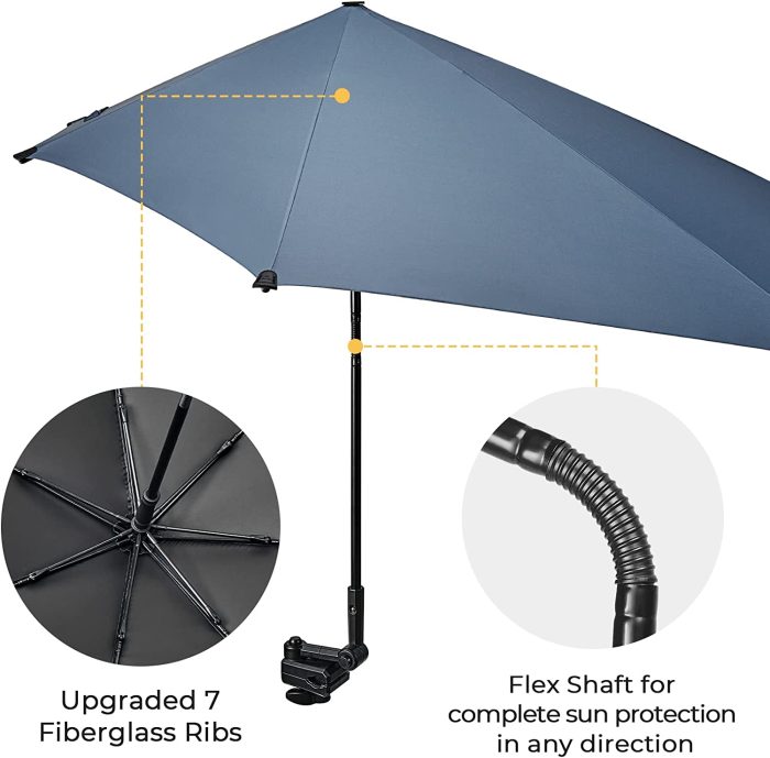 Custom umbrella UPF 50+ Adjustable Beach Umbrella XL with Universal Clamp f - Image 5