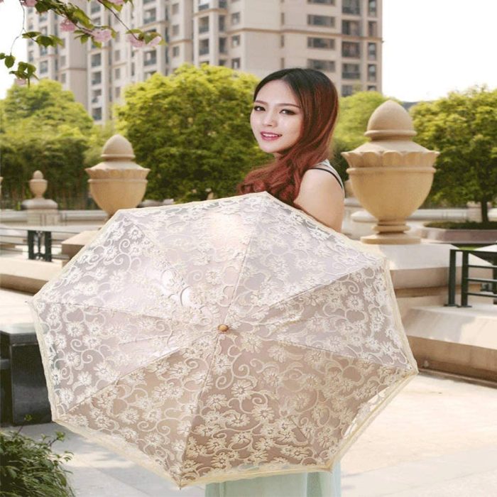 Custom Wedding Umbrellas Ladies Lace Parasol Umbrella Anti-UV Protection Sun Sha - Image 4