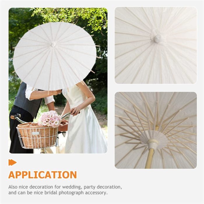 Custom Wedding Umbrellas Paper Umbrella Paper Parasol White Classical Rainproof - Image 5