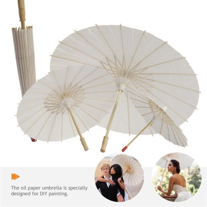 Custom Wedding Umbrellas Paper Umbrella Paper Parasol White Classical Rainproof - Image 6