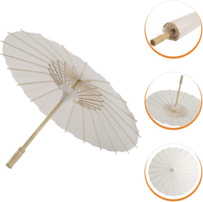 Custom Wedding Umbrellas Paper Umbrella Paper Parasol White Classical Rainproof - Image 7