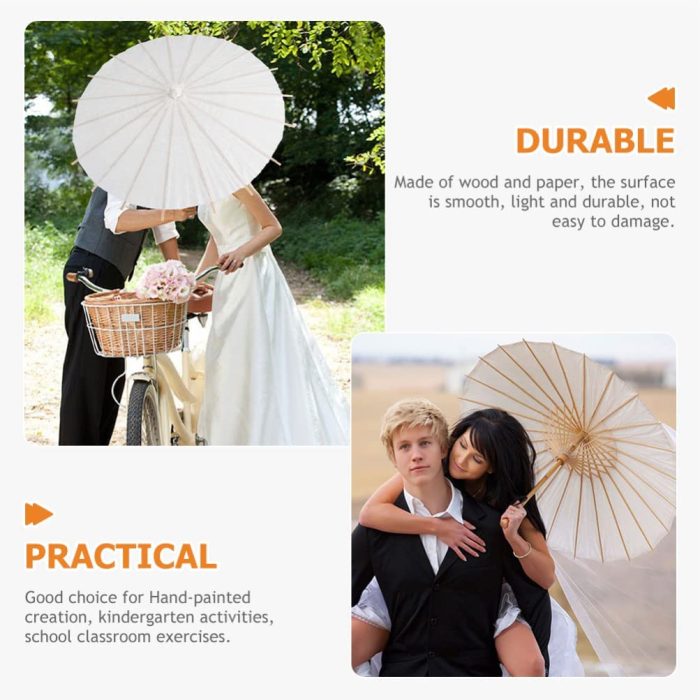 Custom Wedding Umbrellas Paper Umbrella Paper Parasol White Classical Rainproof - Image 8