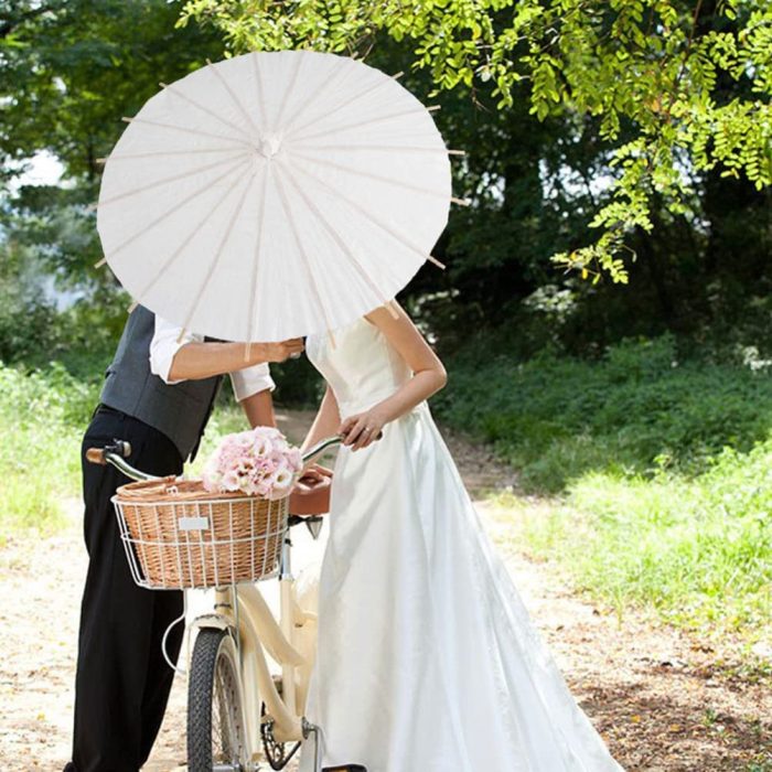 Custom Wedding Umbrellas Paper Umbrella Paper Parasol White Classical Rainproof - Image 9