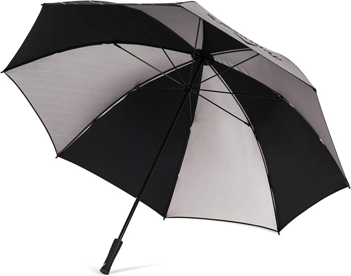 Custom umbrella Golf 64 UV Umbrella   BLACK/SILVER/WHITE" - Image 2