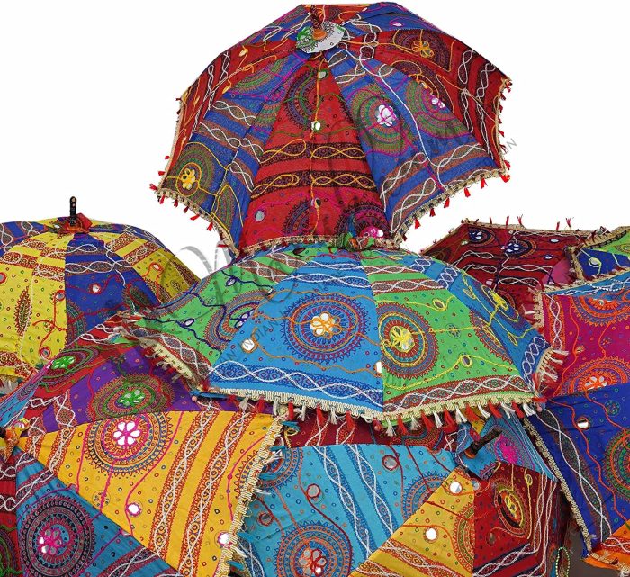 Custom Wedding Umbrellas Indian Handmade Designer Cotton Fashion Multi Colored U