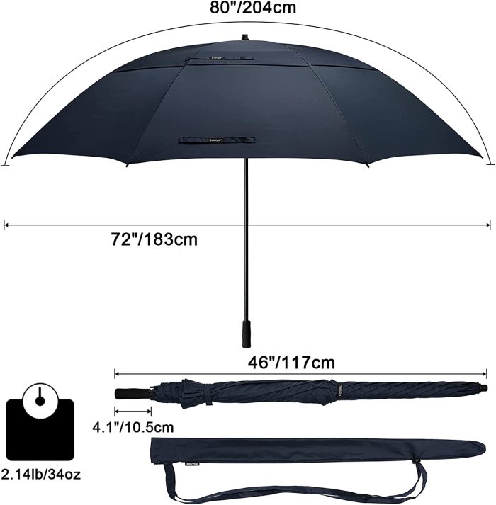 Custom umbrella 80 Inch Huge Large Oversize Golf Umbrella Double Canopy Ven - Image 3