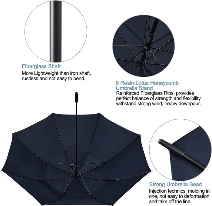 Custom umbrella 80 Inch Huge Large Oversize Golf Umbrella Double Canopy Ven - Image 6