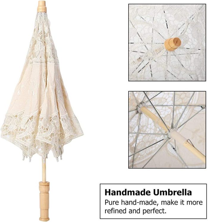 Custom Wedding Umbrellas Lace Umbrella Parasol Vintage Wood Embroidery Parasol W - Image 3