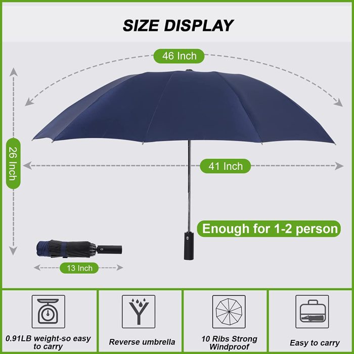 Custom umbrella Compact Travel Umbrella Windproof  Big Automatic Inverted U - Image 4