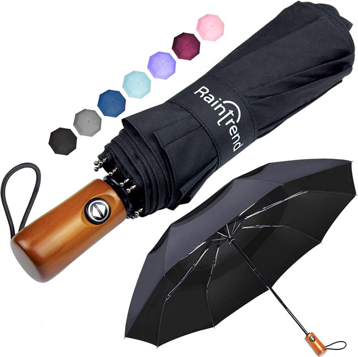 Premium Umbrella Windproof Travel Umbrellas for Rain - Compact Small Portab