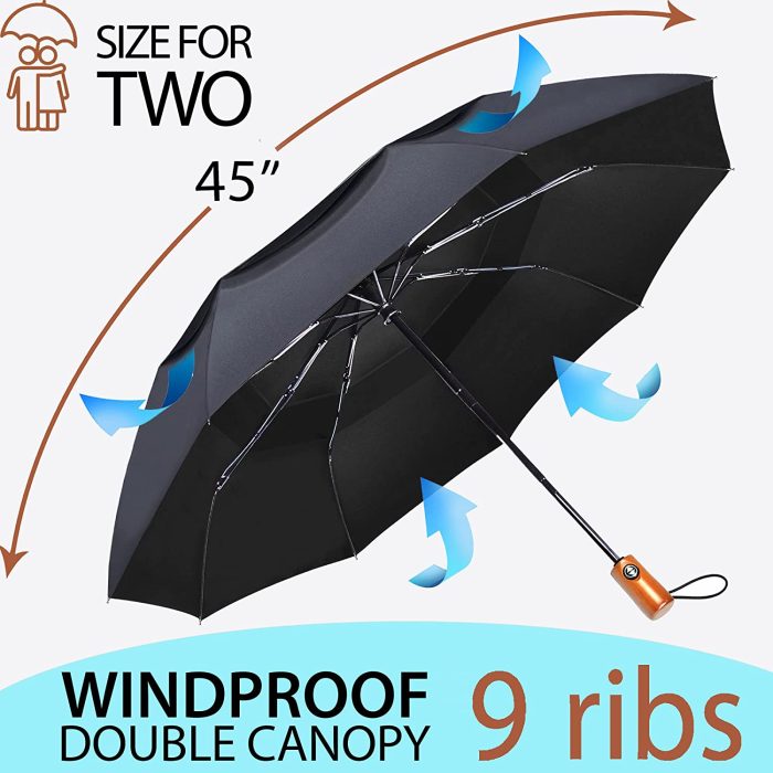 Premium Umbrella Windproof Travel Umbrellas for Rain - Compact Small Portab - Image 4