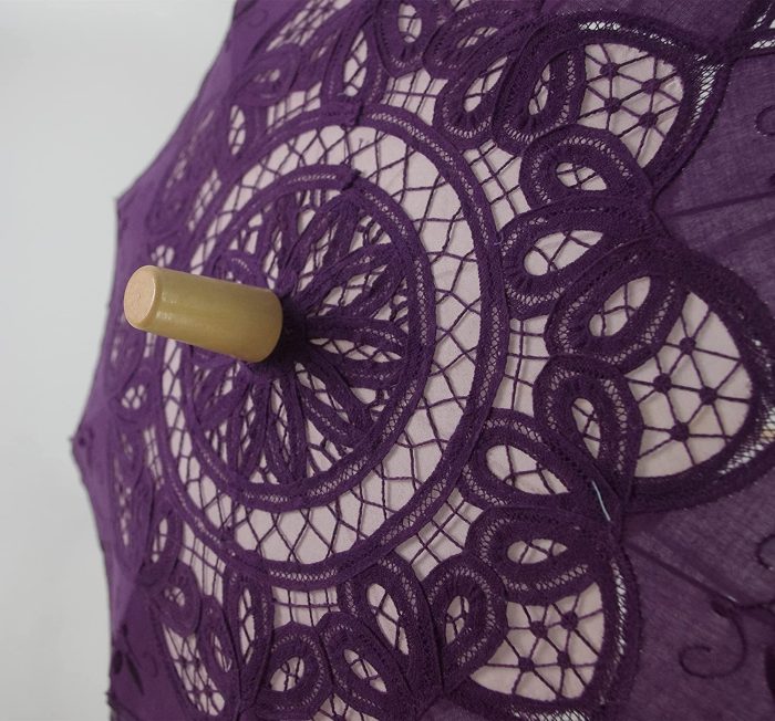 Custom Wedding Umbrellas Lace Parasol Umbrella Wedding Cotton Fashion Wooden Han - Image 4