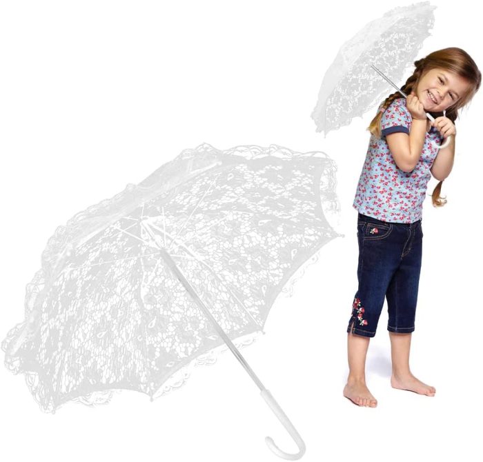 Custom Wedding Umbrellas Craft Flowers Lace Embroidery Umbrella Children's Stage