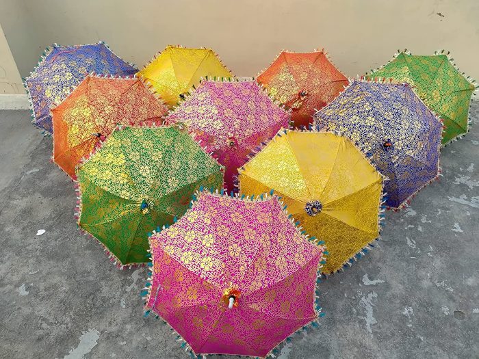 Custom Wedding Umbrellas LOT Of 5 PC Indian Wedding Decorative Umbrella Lot Flow - Image 2