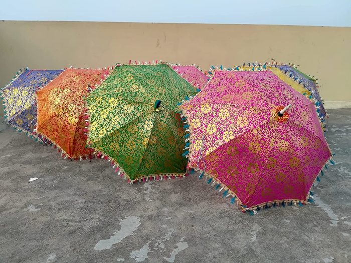 Custom Wedding Umbrellas LOT Of 5 PC Indian Wedding Decorative Umbrella Lot Flow - Image 3