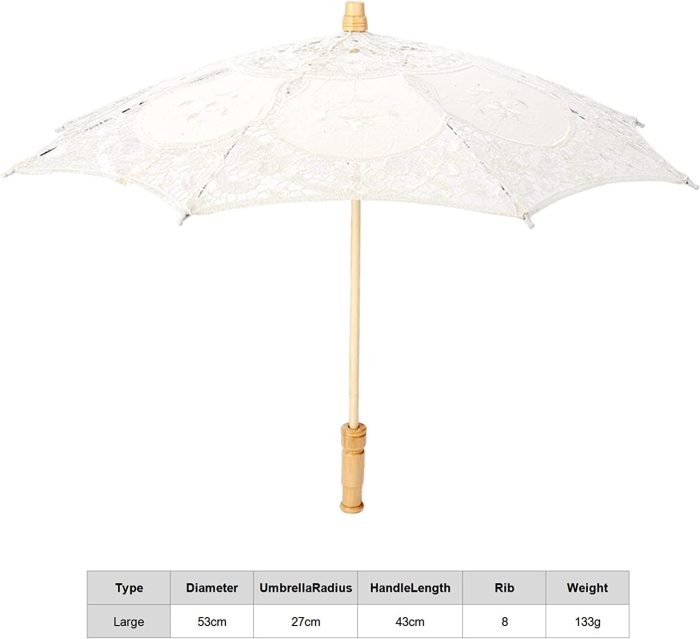 Custom Wedding Umbrellas Lace Umbrella Parasol Vintage Wood Embroidery Parasol W - Image 5