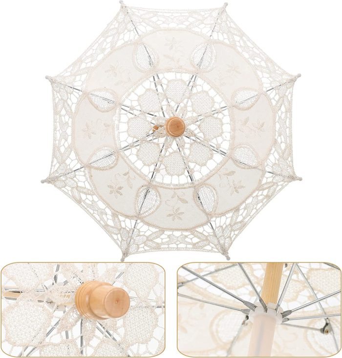 Custom Wedding Umbrellas Lace Umbrella  1 Pc 11.8inch Lace Parasol Umbrella Vint - Image 3