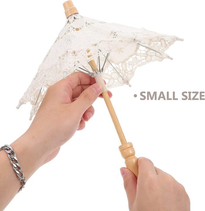 Custom Wedding Umbrellas Lace Umbrella  1 Pc 11.8inch Lace Parasol Umbrella Vint - Image 6