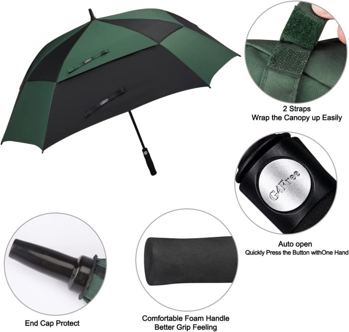 Custom umbrella Extra Large Golf Umbrella 62/68 inch Vented Square Umbrella - Image 3