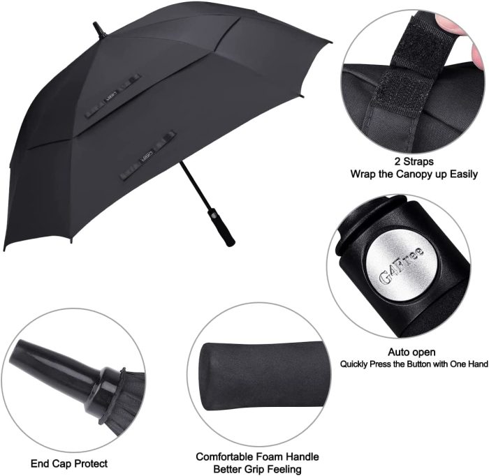 Custom umbrella Extra Large Golf Umbrella 62/68 inch Vented Square Umbrella - Image 3