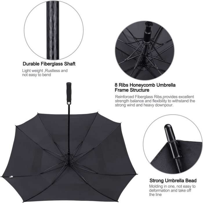 Custom umbrella Extra Large Golf Umbrella 62/68 inch Vented Square Umbrella - Image 5