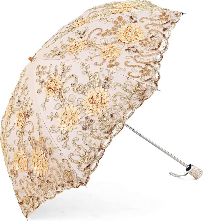 Custom Wedding Umbrellas Lace Parasol Ultraviolet-Proof Folding Umbrella UPF50+ - Image 2