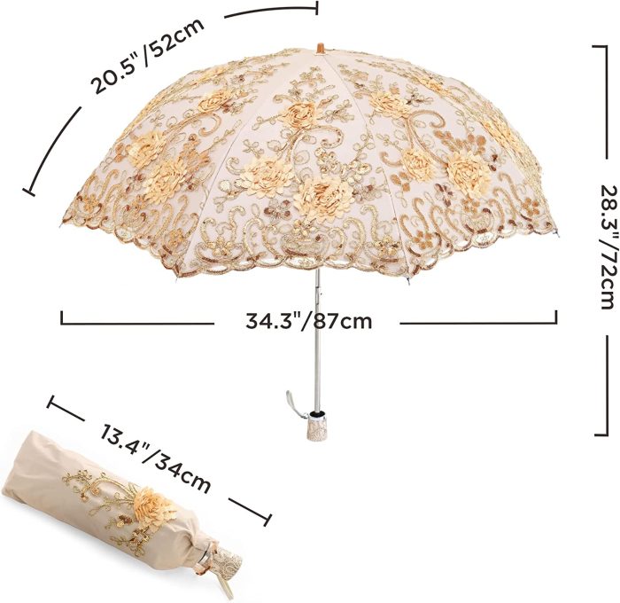 Custom Wedding Umbrellas Lace Parasol Ultraviolet-Proof Folding Umbrella UPF50+ - Image 7