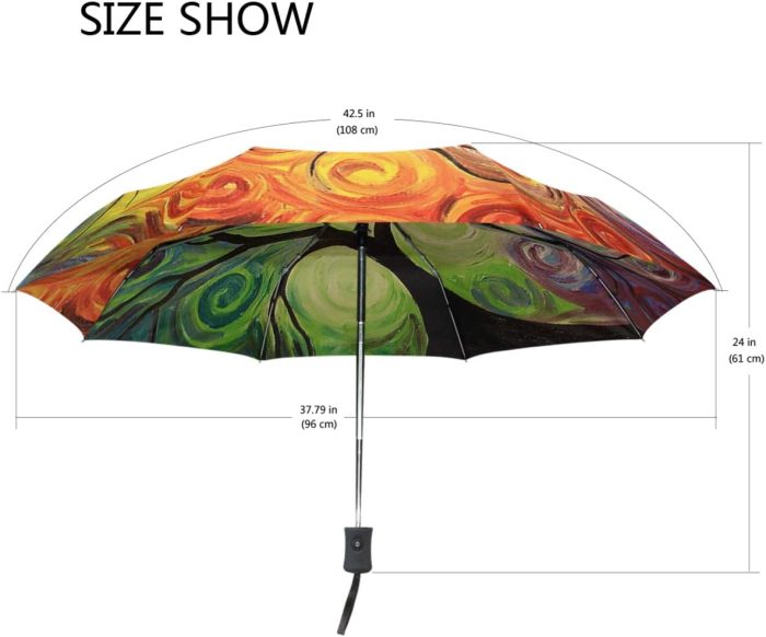 Custom Wedding Umbrellas Rainbow Tree of Life Auto Umbrella Open Close Oil Paint - Image 3