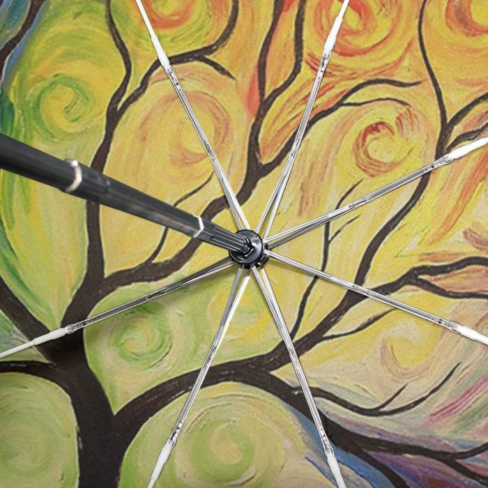 Custom Wedding Umbrellas Rainbow Tree of Life Auto Umbrella Open Close Oil Paint - Image 4