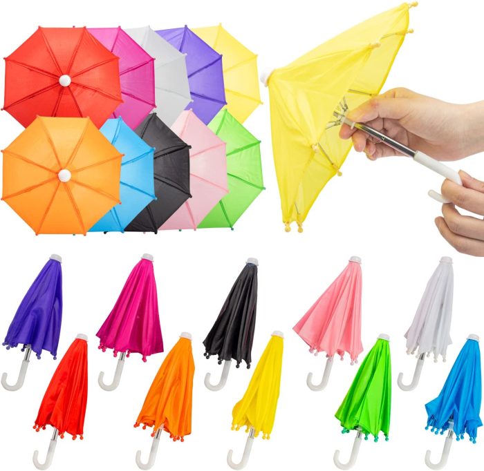 Logo parasol Umbrellas With Your Brand 1:6 Scale 8 Pcs Miniature Umbrellas Adjustable Mini Colorful Sunny Rainy Umbrella